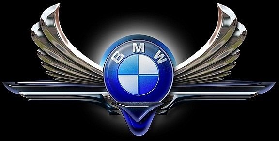 Знак BMW на чёрном фоне