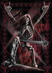 Страшный скелет с гитарой