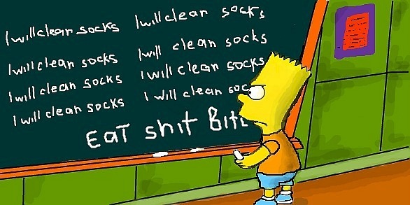 Симпсон Барт у доски решает задачи